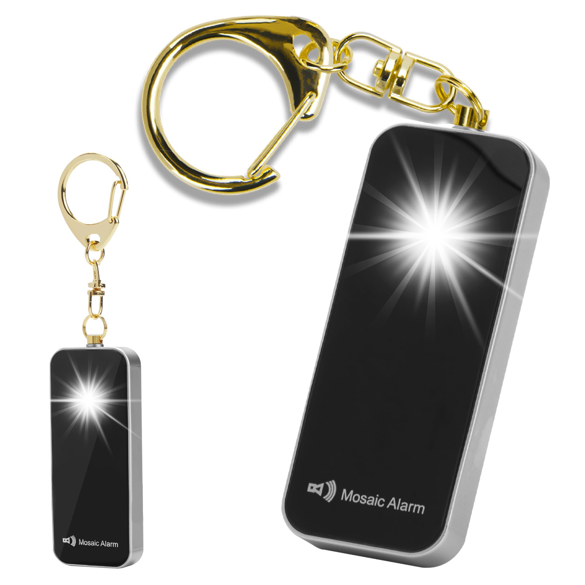 Ultrathin Personal Alarm Rainproof Ultra-Lightweight 23 g Bulky-Free Keychain Siren for Women, Students Safety. SOS Emergency 130db Hiking Alert Strobe Light. Replaceable Battery. Black