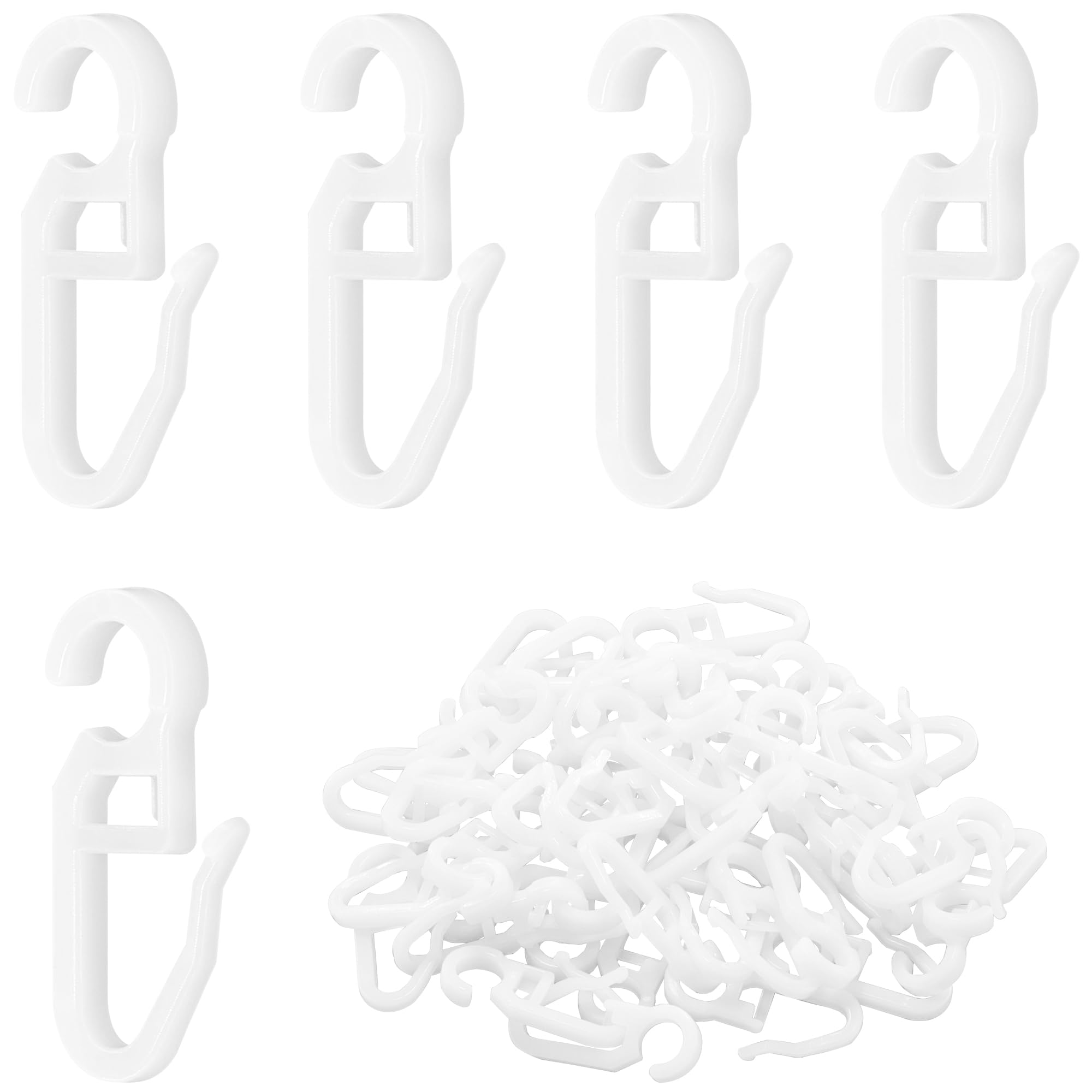 Ddhomin White 110 Pcs Plastic Curtain Hooks – Glider Hooks For Curtain Tracks, Ideal For Curtains, Sliding Curtains, And Doorway Drapes