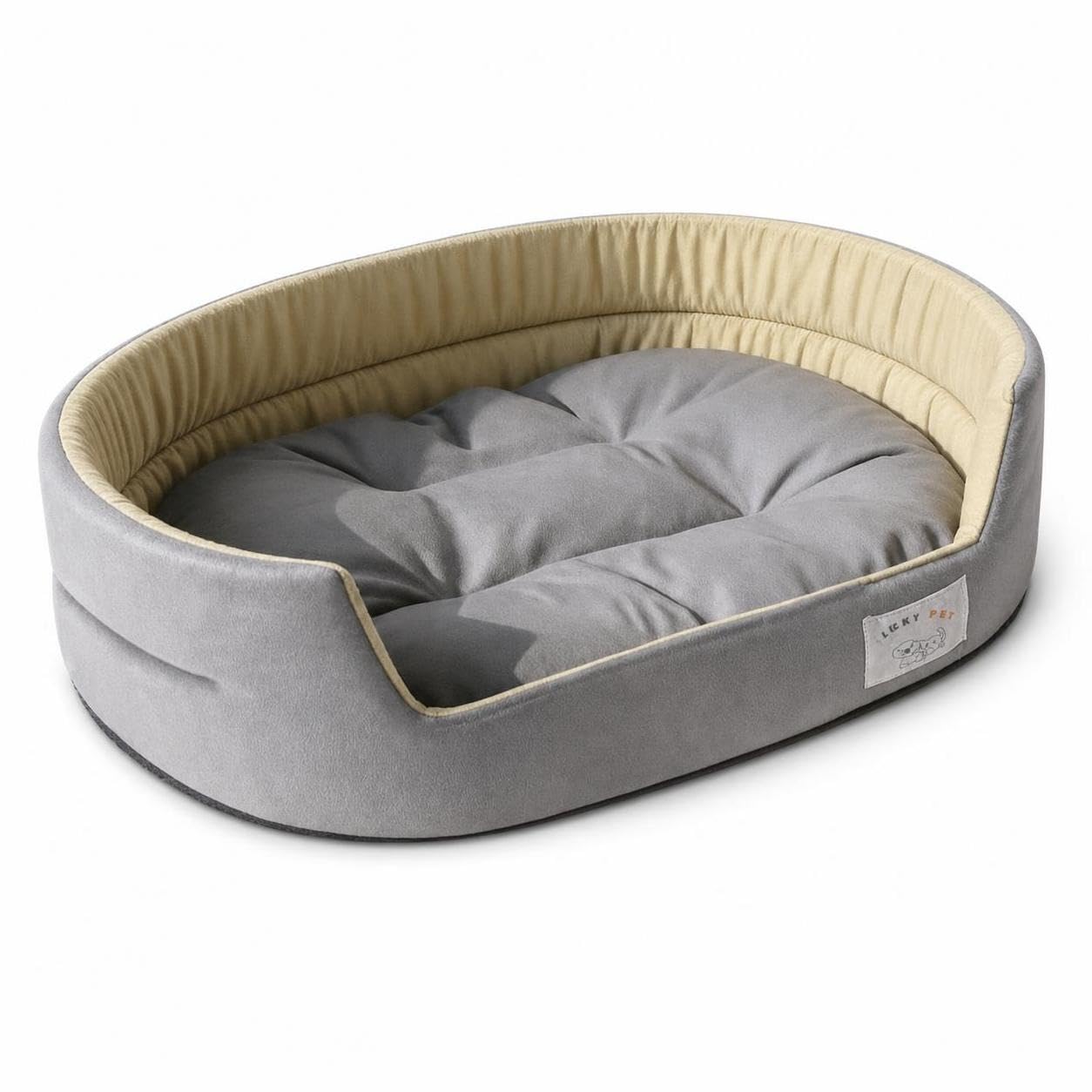 Cama elevada para s y s, cojín Lavable y Alta Elasticidad, Cama ortopedica para s, Gris Espacial Oscuro con Valla elevada (Cama + cojín), 2XL (90 * 70 cm)