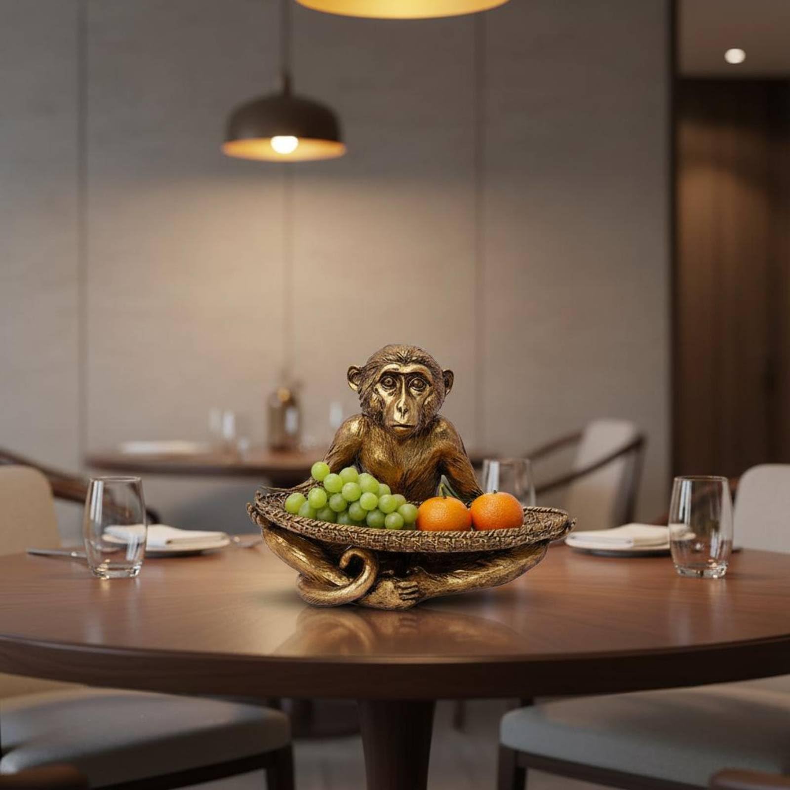 Bandeja Mono Decorativa Joyero Organizador Centro de Mesa Frutero con Silueta Lúdica y Figura Artística Esculpida para Guardar Pequeños Objetos y