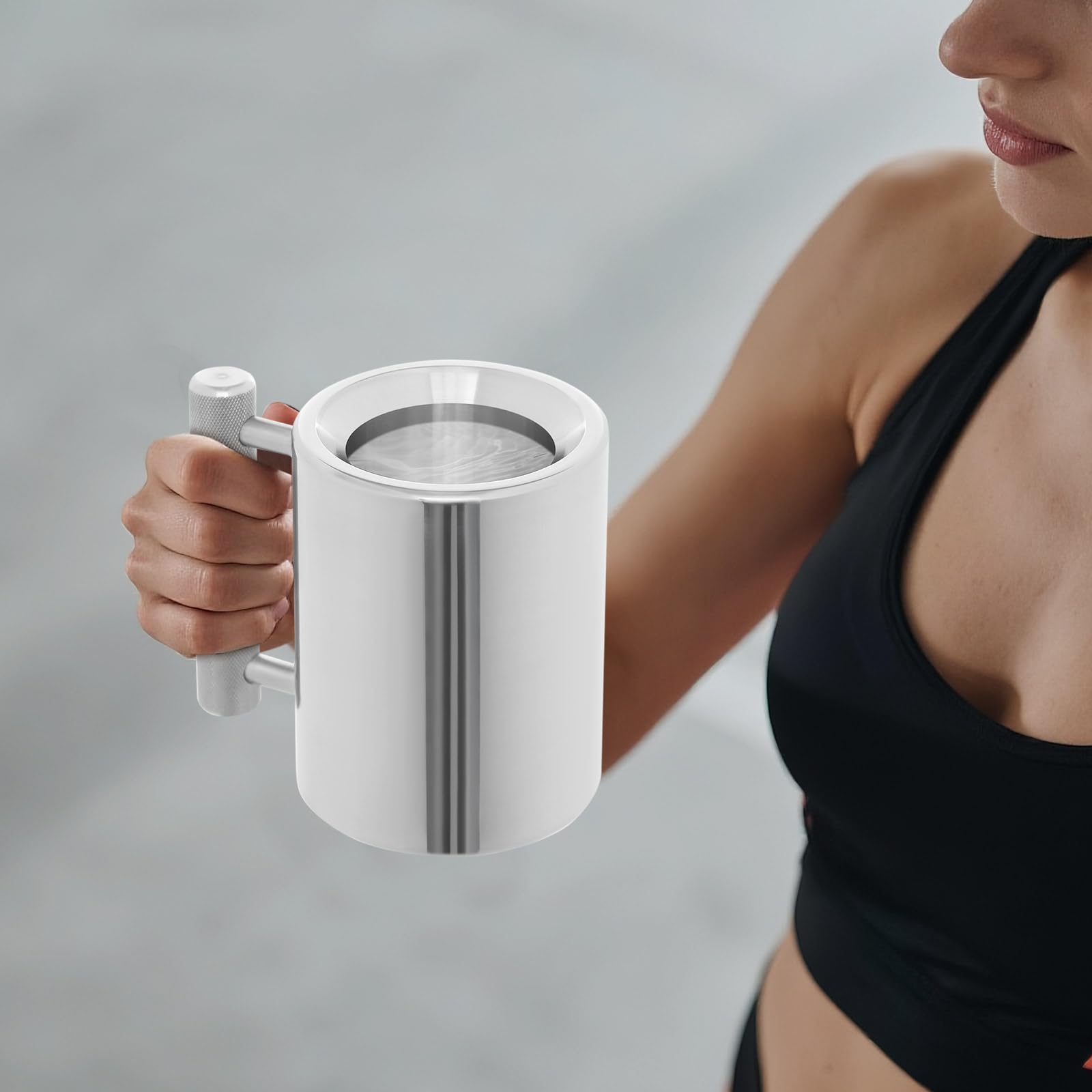 Edelstahl Tasse Schwerer Becher mit ergonomischem Griff | 300ml/400ml Schwerer Trinkbecher Fitness Kaffeetasse für Gym, Training & Workout, lustiges Geschenk für Sportler