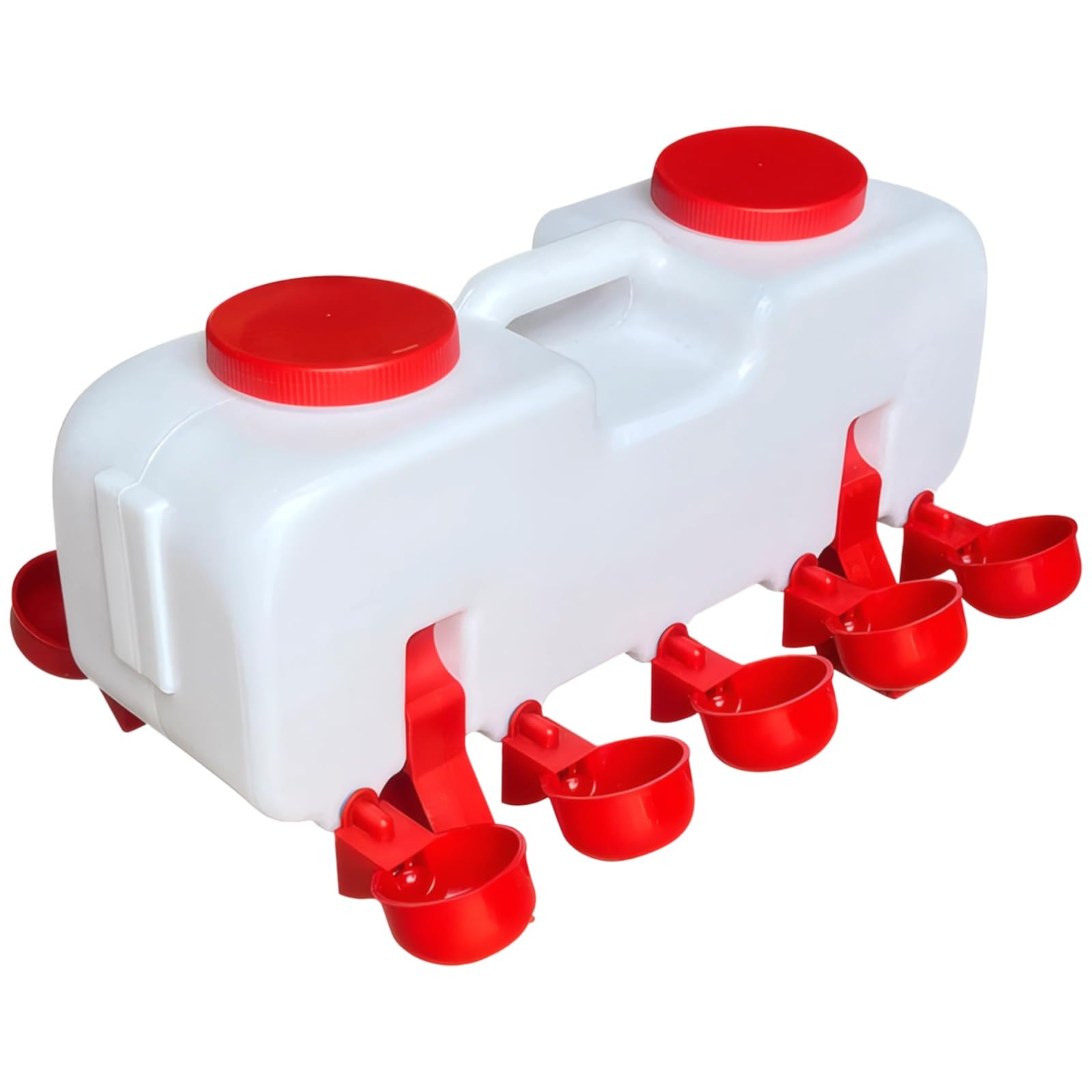 Automatische Hühnertränke, 20 lbs Geflügeltränke mit 10 Standard-Wasserschalen, Wasserautomat für Hühner, Enten, Gänse, 18,1 x 13 x 9,4 in, 46 x 33 x 24 cm, Weiß