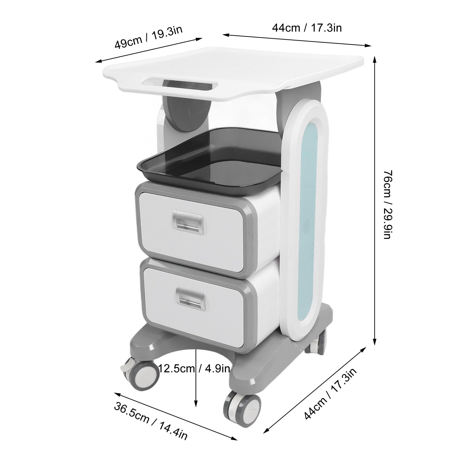 Carrello Medico Mobile con Doppi Cassetti, capacità di Carico di 50 Kg, Design Ergonomico, Ampio Spazio di Archiviazione, per Clinica del Salone di Bellezza