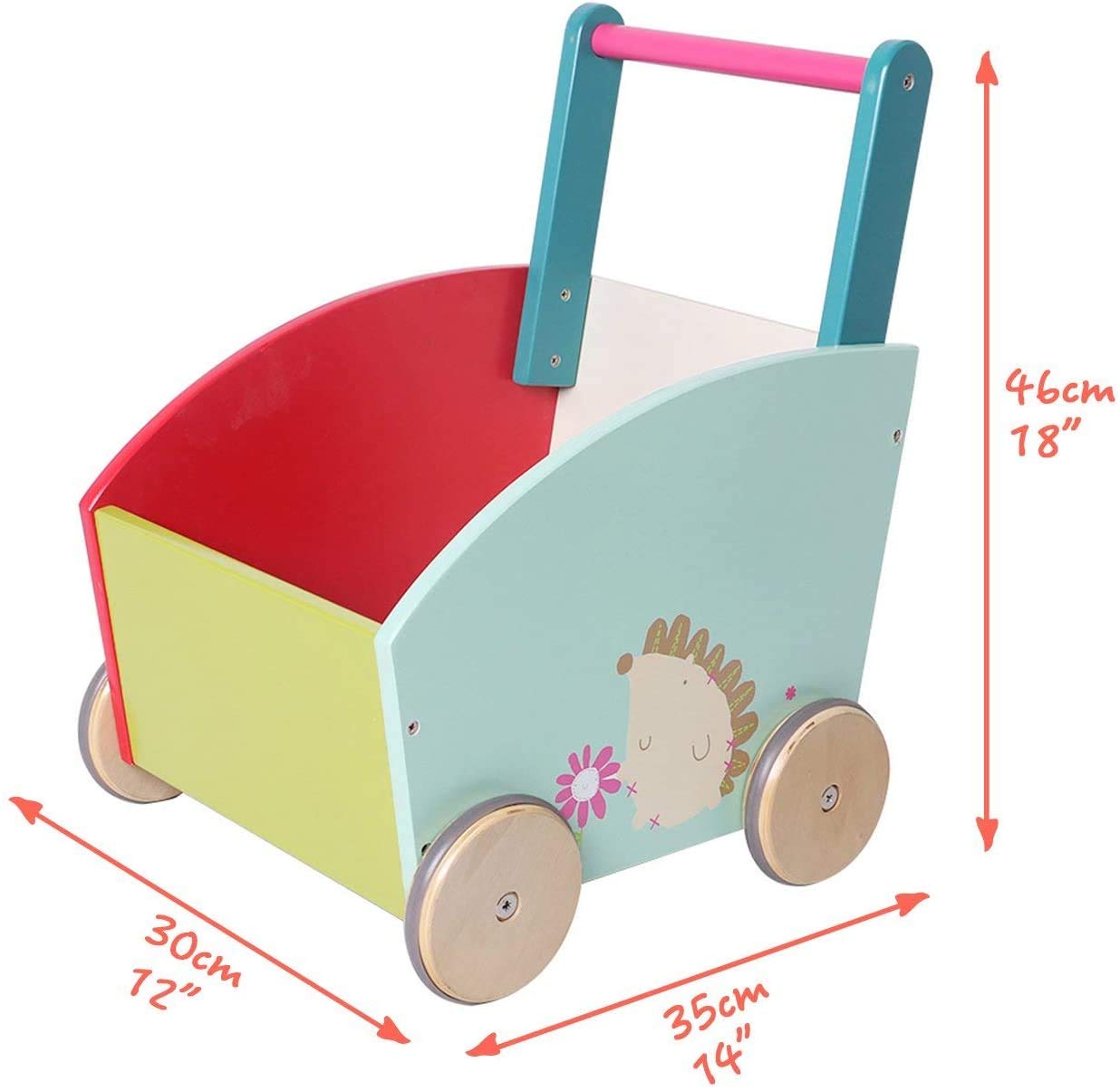 labebe Baby Walker, Push Along Toy for 13 Year Old, Wooden Wagon for