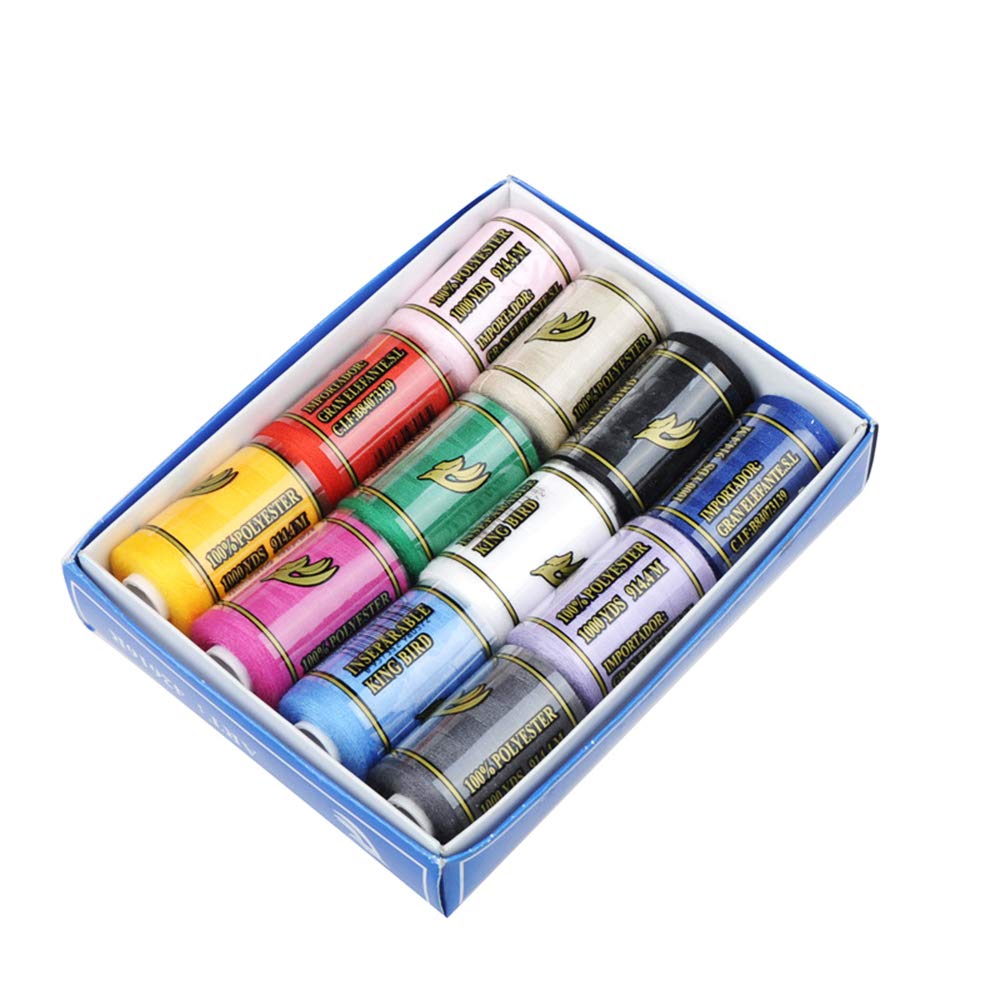 12 SPOOLS Polyester Sewing Thread for Sewing Machine All Purpose Premium Quality Thread
