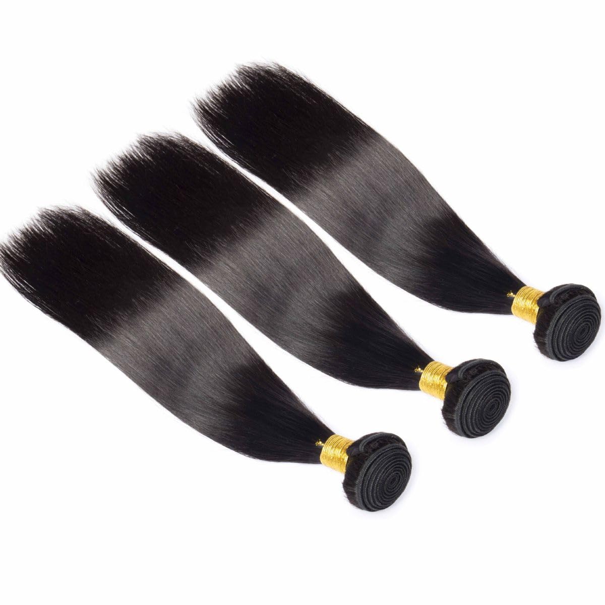 Straight Hair Bundles Lote Brasileño Natural Cabello Humano 100% Human Hair Extension Sin Procesar Virgen Lacio Negro Natural 18 18 18 Pulgadas/210G en Total