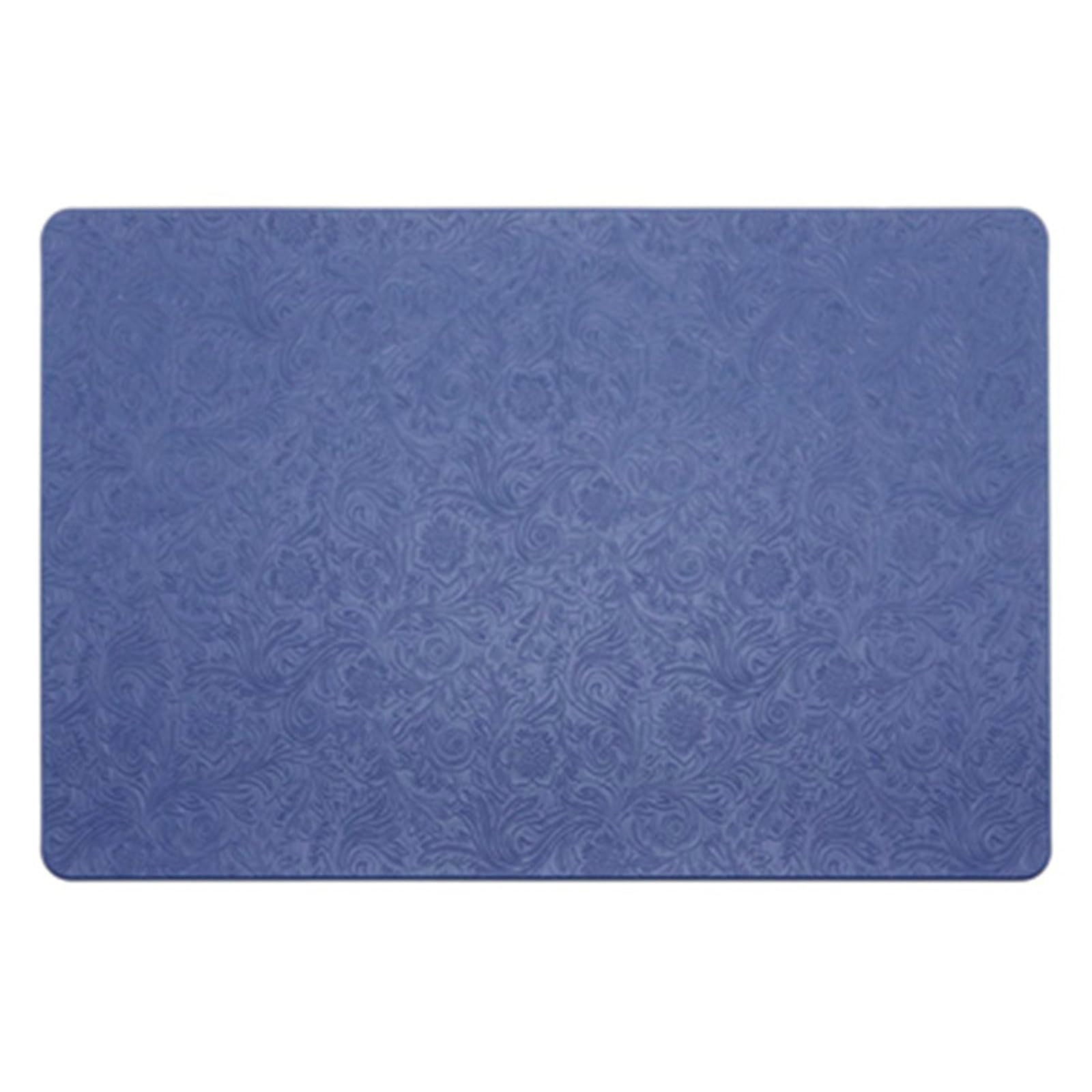 Tovagliette Americane Lavabili Rettangolare, Set di 6 Tovaglietta Cucina Texture di Fiori Tinta Unita Pelle Tovagliette Antiscivolo, Resistenti al Calore e Antimacchia (Blu, 45x30CM)