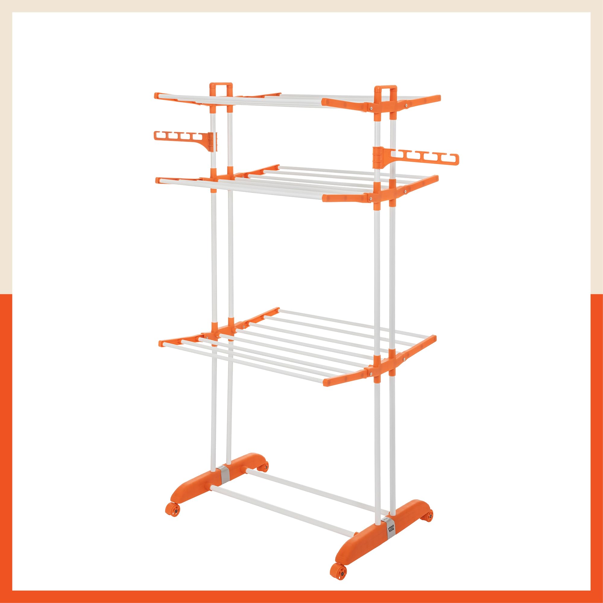 Bathla Mobidry Terra 3 Level Steel Modular Cloth Drying Stand | 1 Year Warranty | (Orange - Large)-image-37