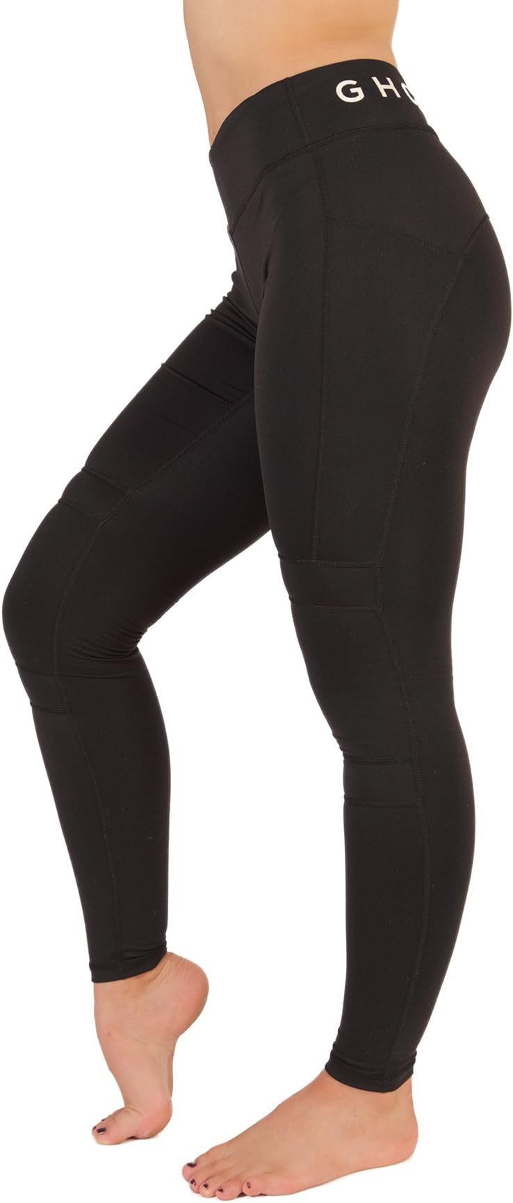 Ghost Fitness Womens Compression Leggings Gym, Running & Yoga Pants | Black Workout Tights
