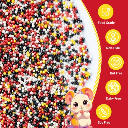 Image of Edible Nonpareil Sprinkles,Black Red Yellow White Sprinkle Cake Decorating