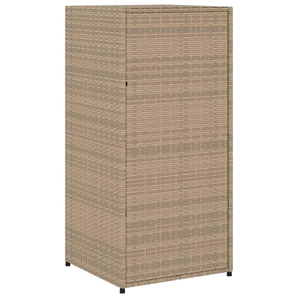 Générique Szafka ogrodowa beżowa 55 x 55 x 111 cm z plecionej żywicy, szafka zewnętrzna z ramą stalową malowaną proszkowo, uchwyt na magnes i uchwyt ze stali nierdzewnej, duża przestrzeń na poduszki