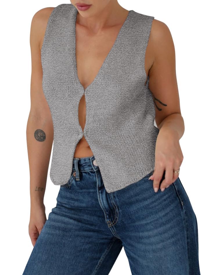 Image of BZB Sweater Vest Women 2025 Summer Basic Tank Tops Crochet Knit Vests Sexy Sweater Sleeveless Vest Top