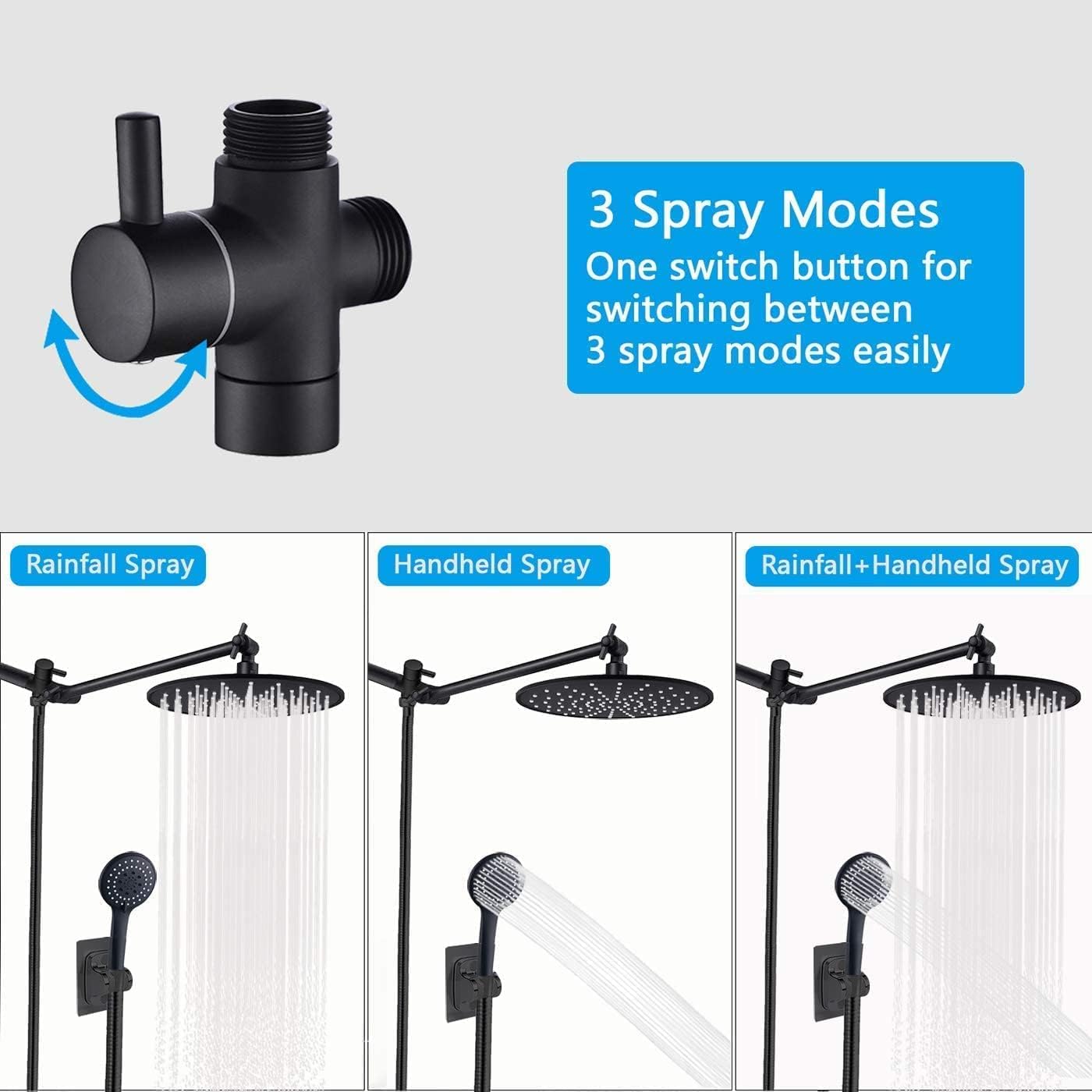 Frее Shірріng оƒƒеr High Pressure Shower Head with Handheld, Metal 8'' Rain Showerhead and 5 Settings Handheld Shower Combo with Adjustable Shower Arm (Matter Black) Hоlіdау Dеаlѕ 🛒 High Pressure Shower Head with Handheld, Metal 8'' Rain Showerhead and 5 Settings Handheld Shower Combo with Adjustable Shower Arm (Matter Black)
