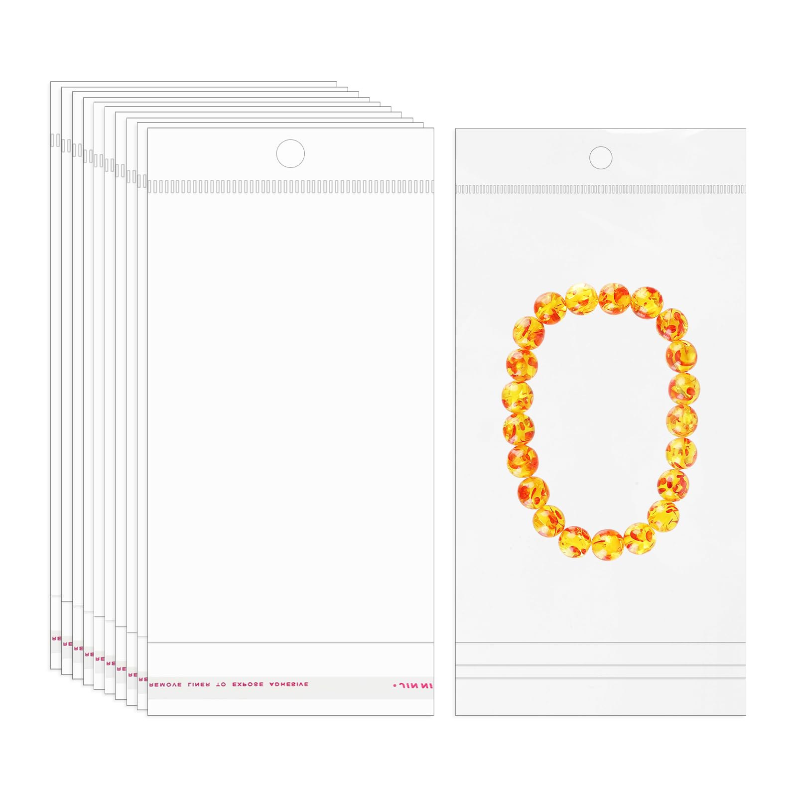 PATIKIL Self Sealing Bag with Hang Hole, (8.5" x 3.1") (100Pcs), Clear Resealable Plastic Storage Bags Suit for Packaging Necklaces/Jewelry/DIY โ image 1