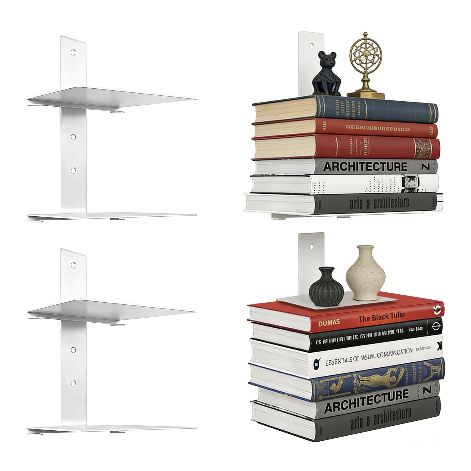 Étagère murale blanche minimaliste pour chambre et bureau