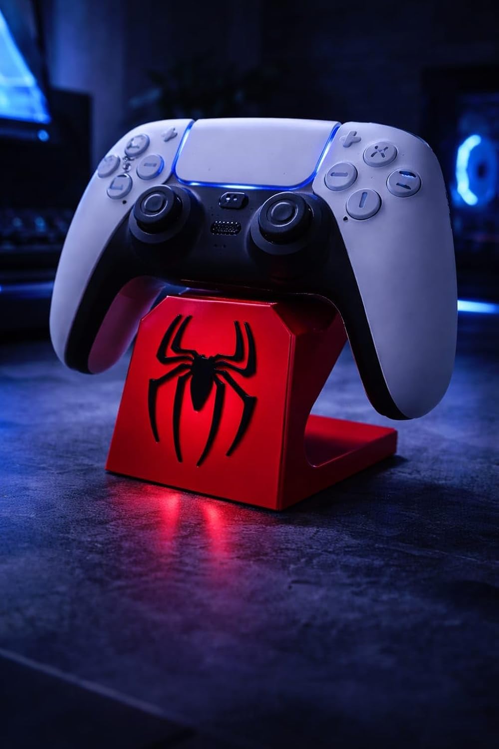 vaali gaming controller stand – universal display holder for ps5, xbox & switch controllers | spider-themed design | anti-slip base | desk organizer for gamers red and black