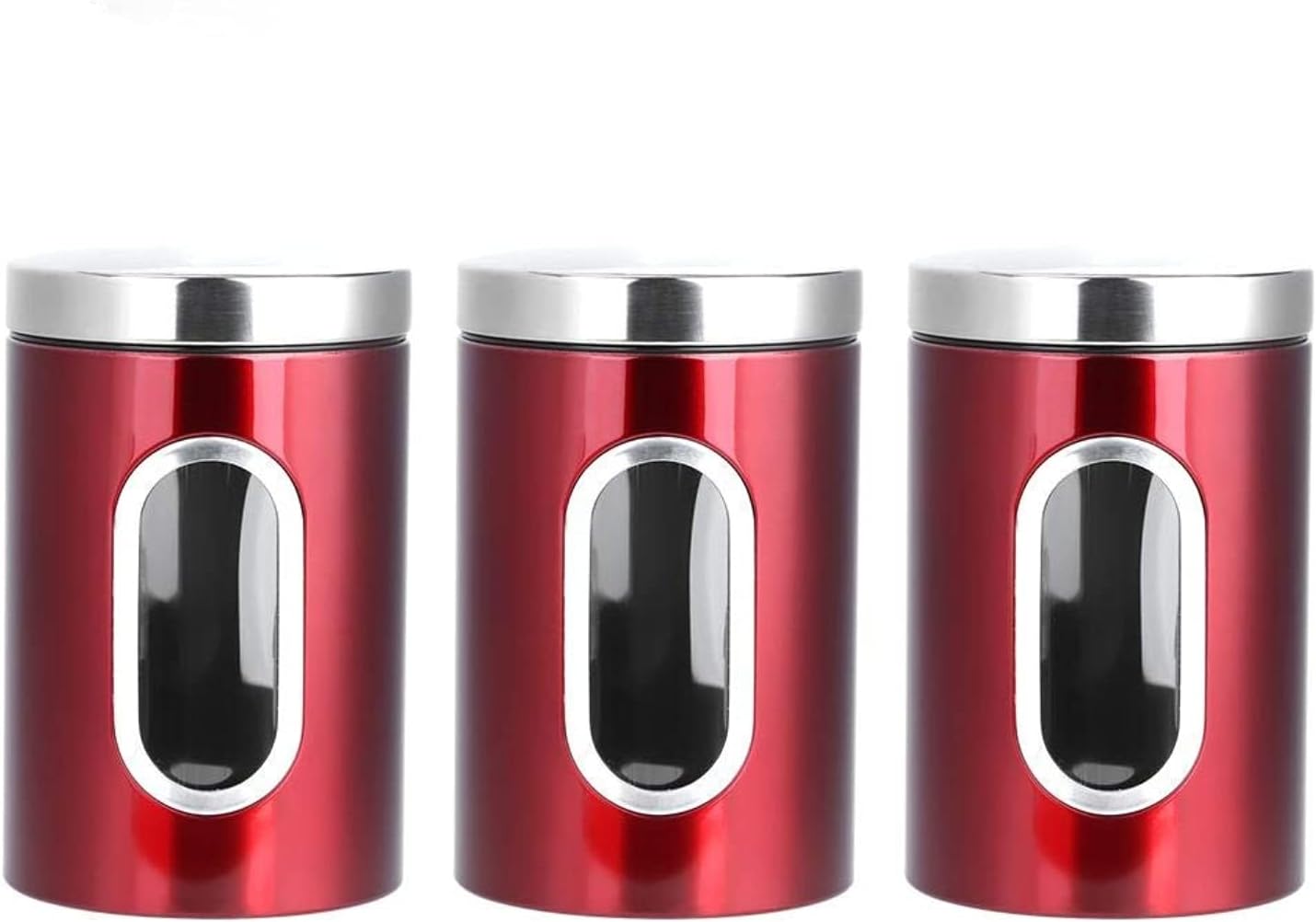 Tea Coffee Sugar Canisters 3PCS Stainless Steel Food Storage Container Snack Sealed Jars Tank Kitchen Snacks Sealed Cans for Tea Sugar for Flour, ...