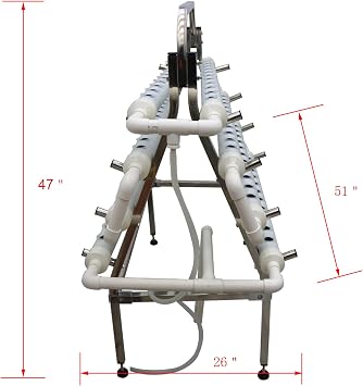 Hydroponic Growing System 88 Plant Site Hydroponics ing Grow Trapezoidal 8 Pipes Planting System Stainless Steel Holder with Planting Sponge and Hose for Vegetable Cultivation