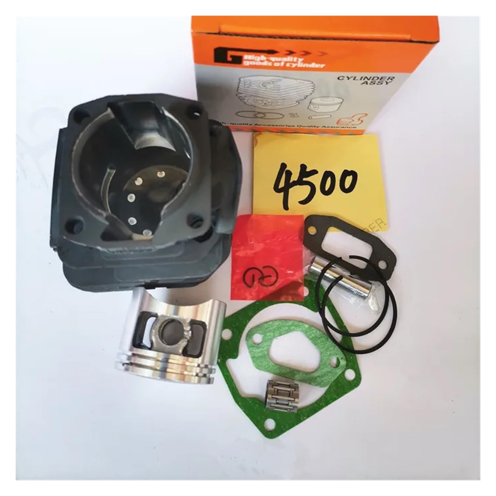 Compatible con Zenoah G455 AVS 4500 45CC, cilindro, pistón, anillo, pasador, clips, conjunto, piezas de motosierra, G4500, kit de cilindro de 43 mm con junta y cojinete.