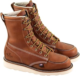 Thorogood American Heritage 8” Moc Toe Work Boots for Men Made with Full-Grain Leather, Soft Toe, Slip-Resistant Wedge Outsole and Comfort Footbed; EH Rated
