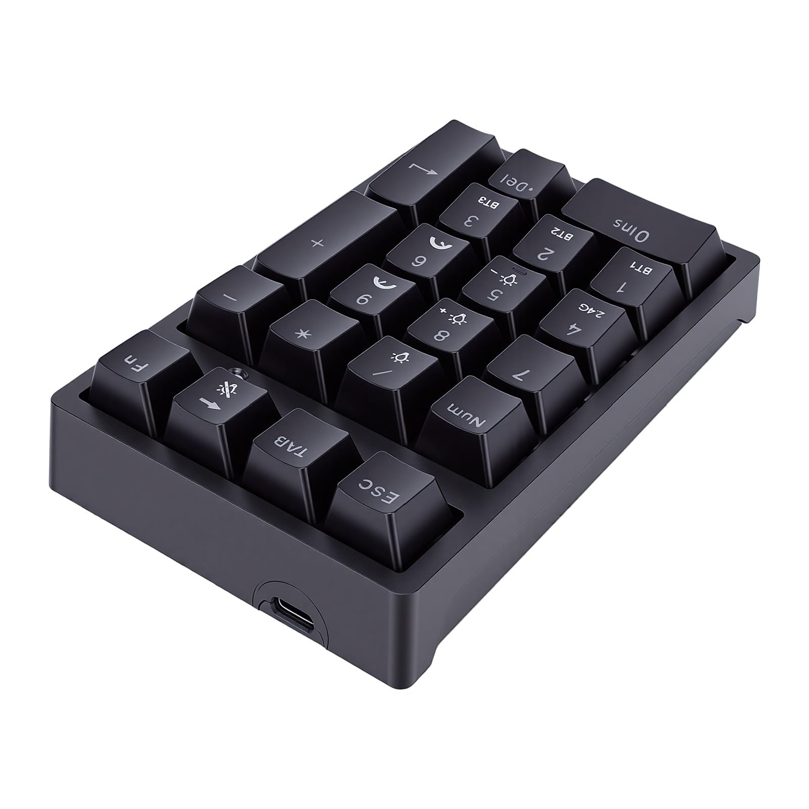 Fabater Tastierino Numerico Meccanico, Numpad BT 2.4G Cablato, 21 Tasti con Retroilluminazione RGB, Asse Silenzioso per Laptop, PC