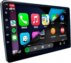 CENTRAL MULTIMÍDIA, MP5 2 DIN TELA DE VIDRO IPS 9" FULL TOUCH, FM, USB, SD, AUXILIAR, BLUETOOTH, ESPELHA ANDROID E IOS COM CARPLAY E ANDROID AUTO, CONECTIVIDADE COM OU SEM FIO