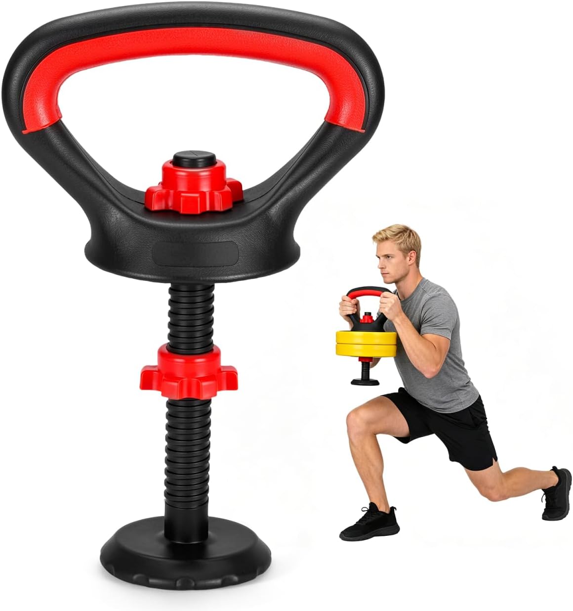 UPKOCH Adjustable Kettlebell Handle for Weight Plates, Dumbbell Converter Grip Attachment for Home Gym Strength Training, Loadable Workout Equipment