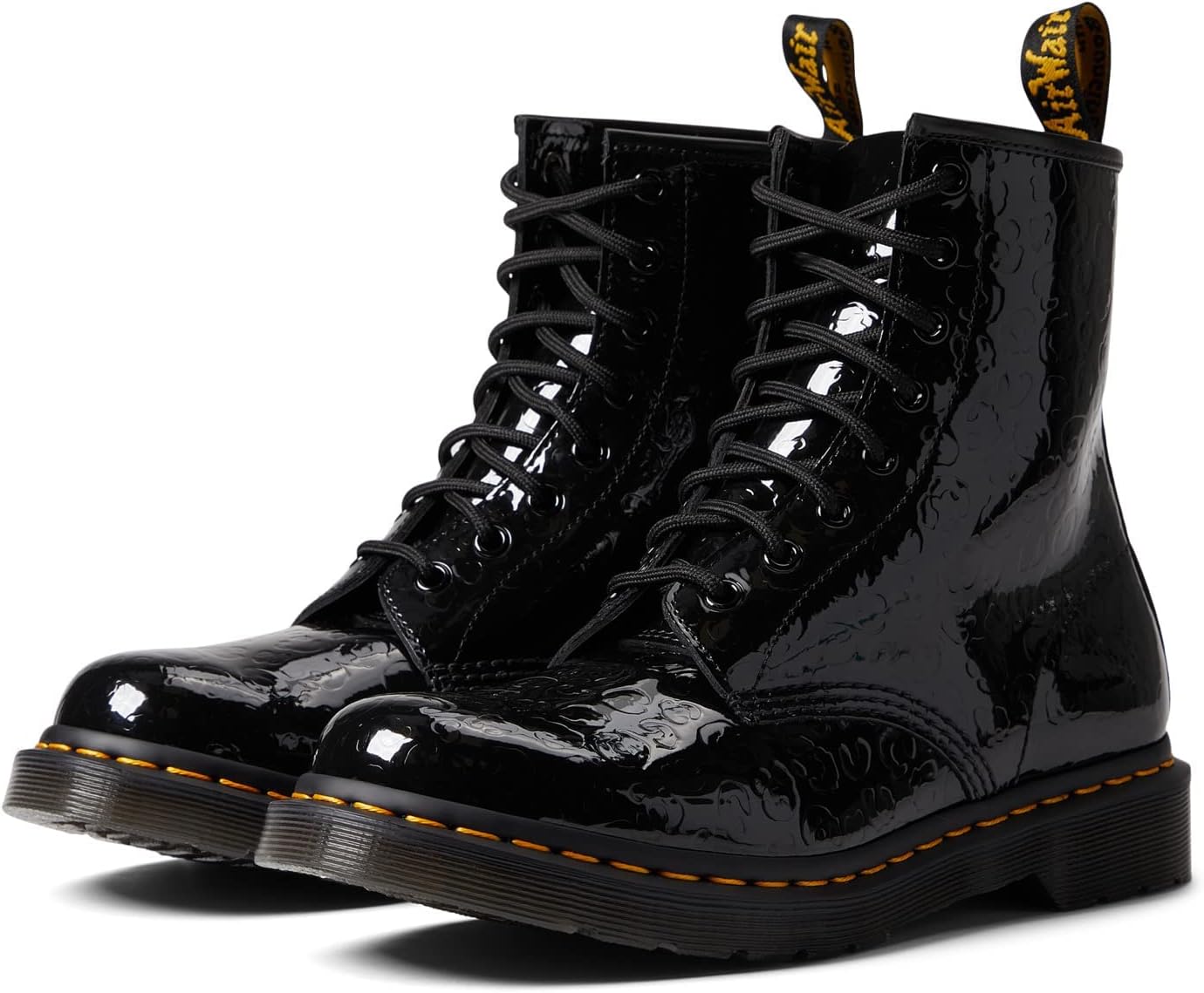 1460 Women's Nappa Leather Lace Up Boots Black Patent Lamper Leopard Emboss UK 4 (US Women's 6) M