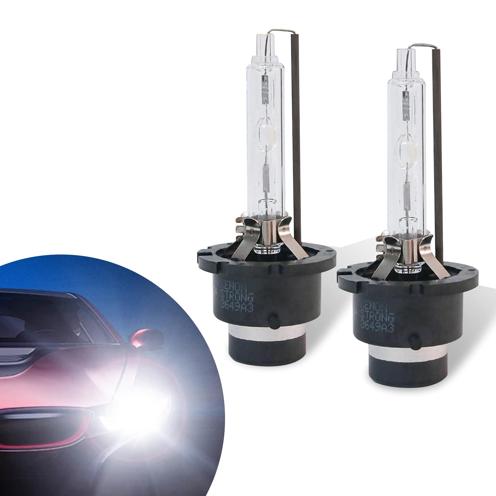 Jewkot 2 PCS Car 8000LM HID Light Bulbs, Super Bright Spotlight, Quartz Lights Replacements, Automotive Lighting Tool, Vehicle Parts, Universal for Most Cars, SUVs (Silver #D2S)