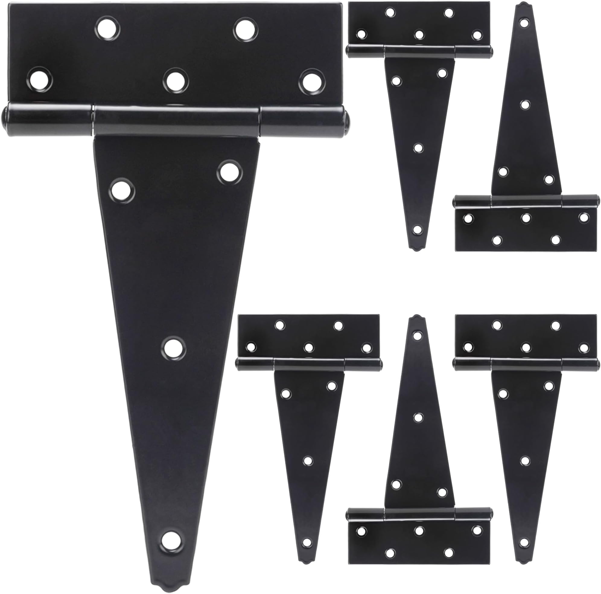 SANKINS 10 Inch TStrap Shed Door Hinges Heavy Duty, Black Tee Hinge