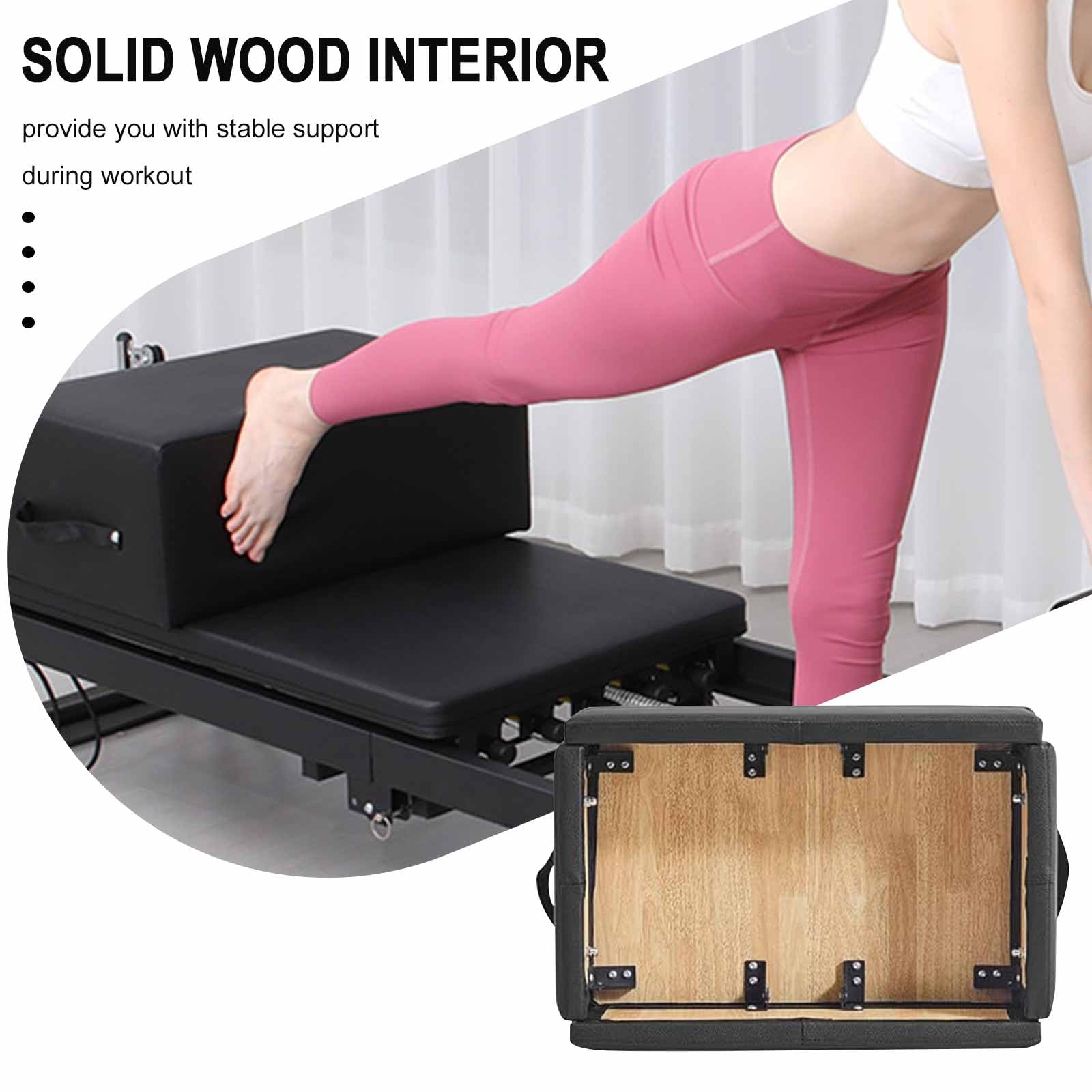 Caja para Sentarse para Pilates Reformer de Box para Gimnasio doméstico y Uso Profesional en Estudio para Ejercicios de Pilates.