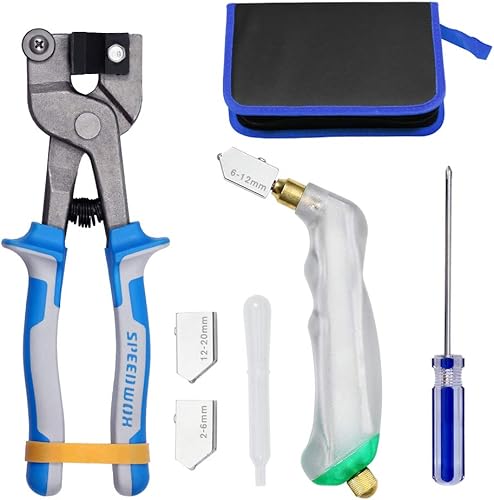 SPEEDWOX Kit de fabricación de mosaicos de 8 pulgadas, juego de cortadores de vidrio de 8 pulgadas, agarre de pistola, juego de cortador de vidrio