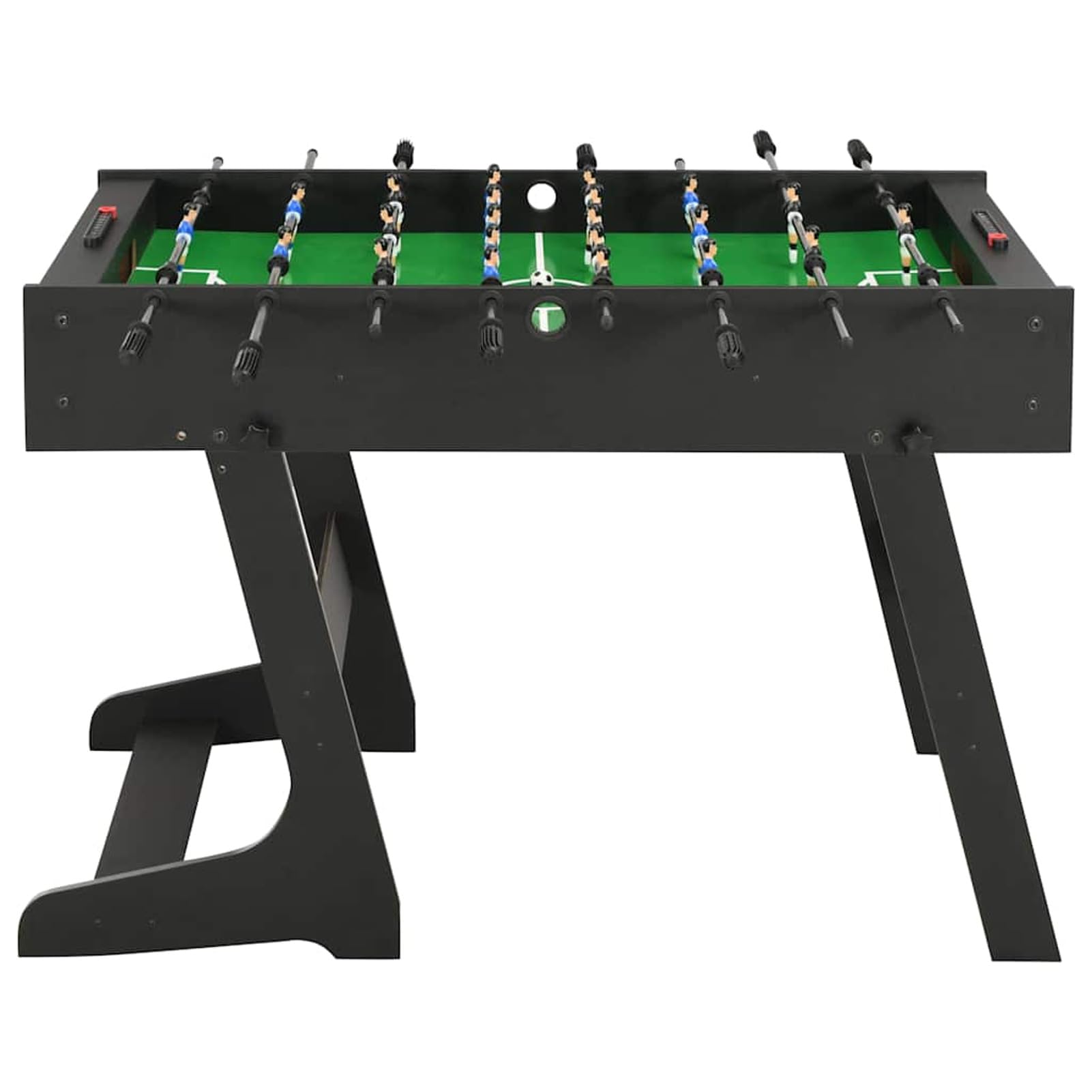 Calcio Balilla Pieghevole Robusto Antiscivolo con Palline Aste Scorrevoli Tavolo Calcetto Biliardino Nero 121x61x80 cm in MDF e Acciaio