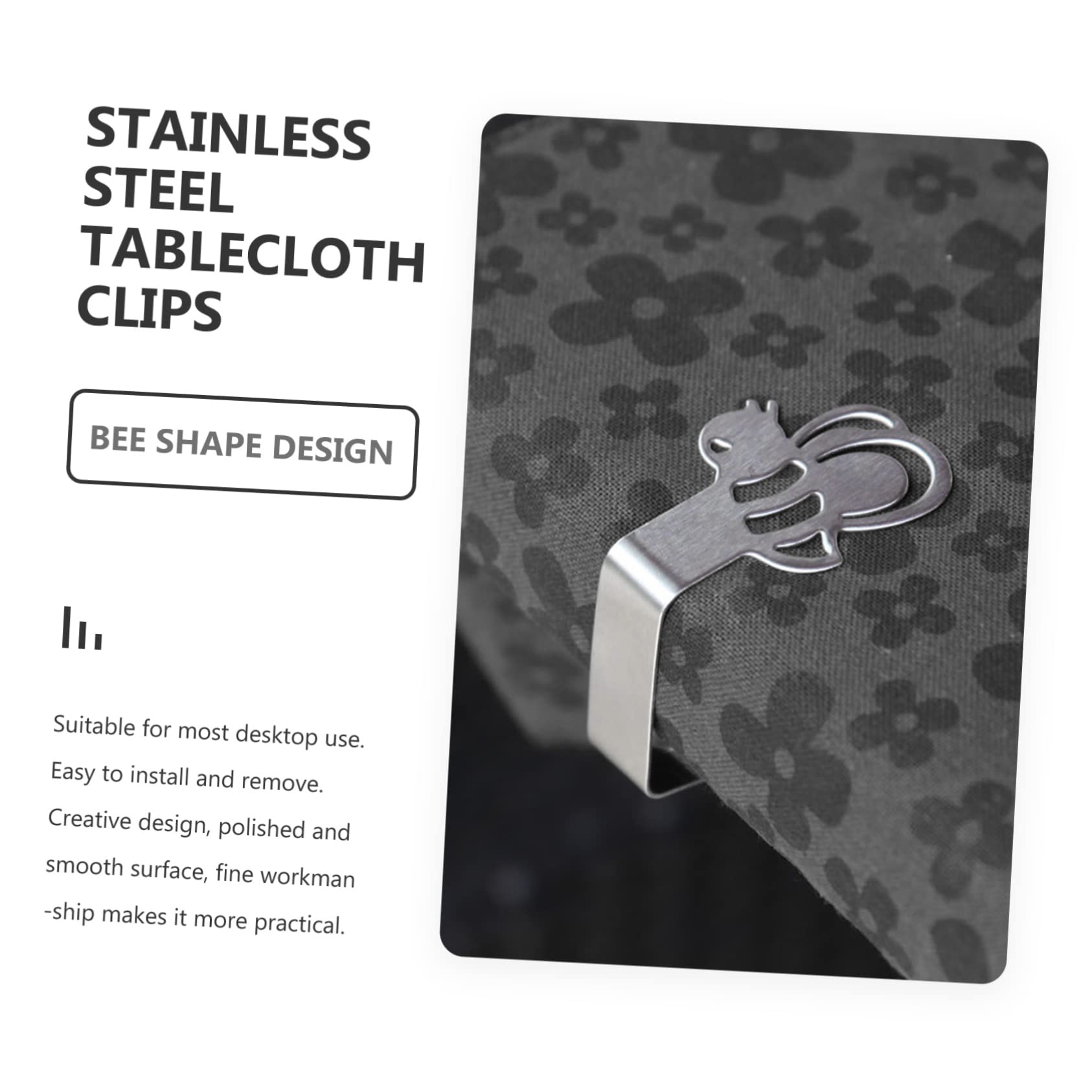 NUOBESTY 3 Set Fermaglio per Tovaglia in Acciaio Inossidabile Supporto per Tovaglia per Esterni Graziosi Fermagli per Tovaglia Tidy Bee Morsetti per Tovaglia Morsetti per 4 Pezzi * 3