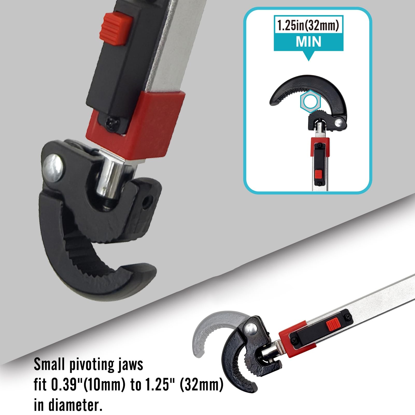 Llave telescópica para Lavabo con rotación de 180 Grados, Ajustable para 10 a 17 Pulgadas, Ideal para grifos de Cocina y tuberías de hasta 1,25 Pulgadas.