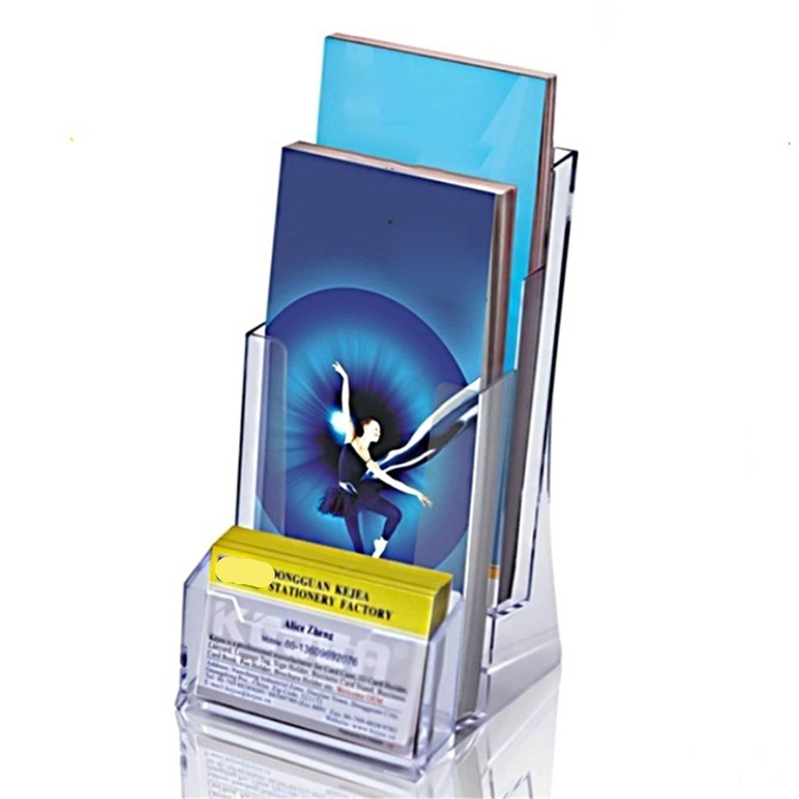 Broschürenhalter, transparent, Grußkarten-Display, Organizer, Zeitschriftenständer, Broschüren-Display for hängende Tischornamente Für Tischplatte(Transparent B)