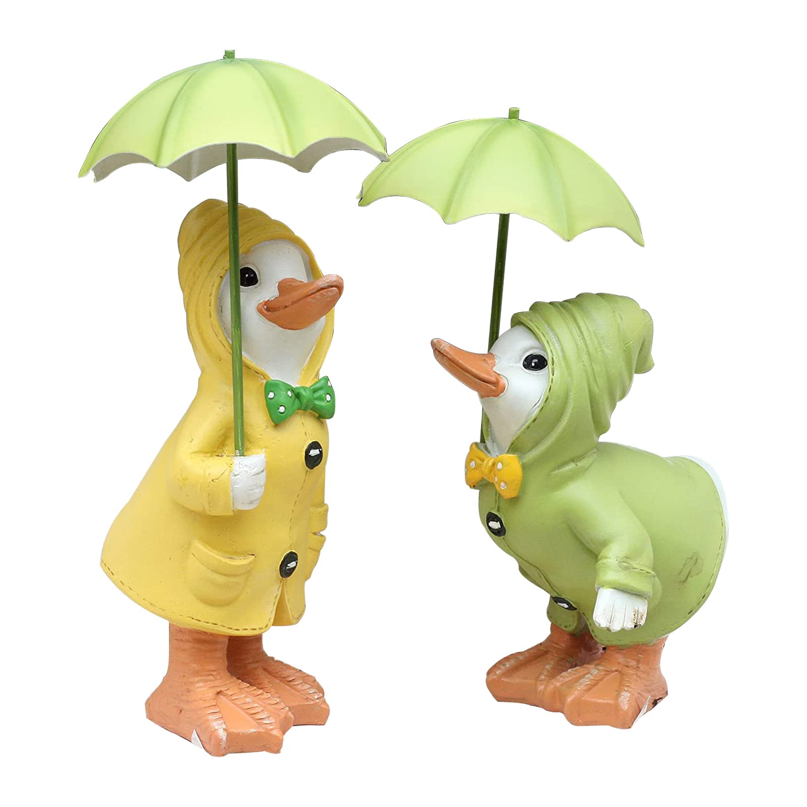 2 Pcs Garden Ducks Statues, Pair of Cute Little Ducks with Umbrella Garden Resin Ornament Garden Duck Outdoor Decoration Gardening Layout Courtyard for Patio, Lawn, Garden, Balcony
