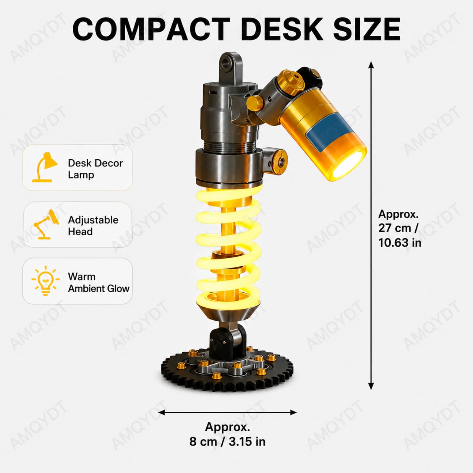 Tischleuchte Mit Stoßdämpfer-Design, Schreibtischlampe Mit Federungsdetail Und Schraubenfeder, Mechanische Tischleuchte Für Werkstatt, Spielzimmer Und Als Geschenk Für Autoliebhaber