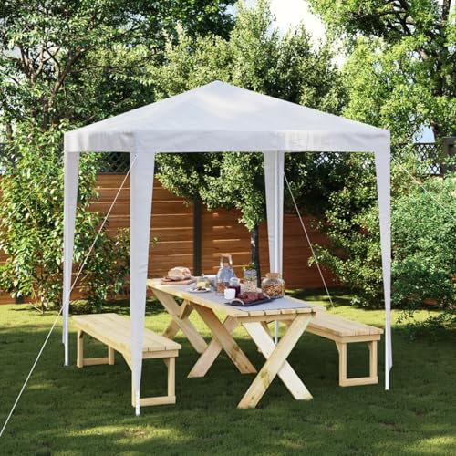 Gecheer Tente de Réception 2x2 m Blanc Tonnelle de Jardin, Gazebo Pavillon Extérieur Belvédère pour Camping, Festival, Fête, Marriage, BBQ, Terrasse, Plage