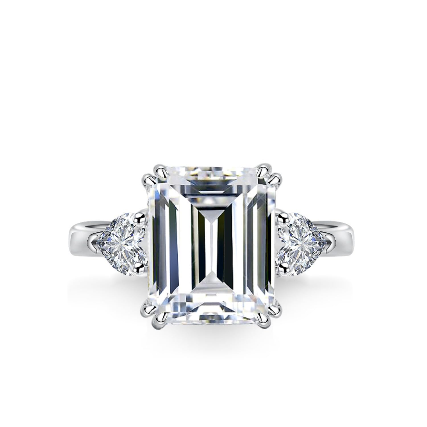 Bague fiançailles moissanite émeraude 4ct argent sterling éclat diamant éclatant