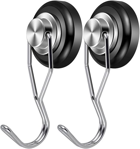 Amazon Co Jp Pchero マグネットフック 超強力 壁 傷つけない 360度回転 磁石付き 垂直耐荷重 金属製 上下180度可動 垂直耐荷重22kg お風呂 浴室 オフィス 業務 キッチン収納用 2個入 黒 Diy 工具 ガーデン