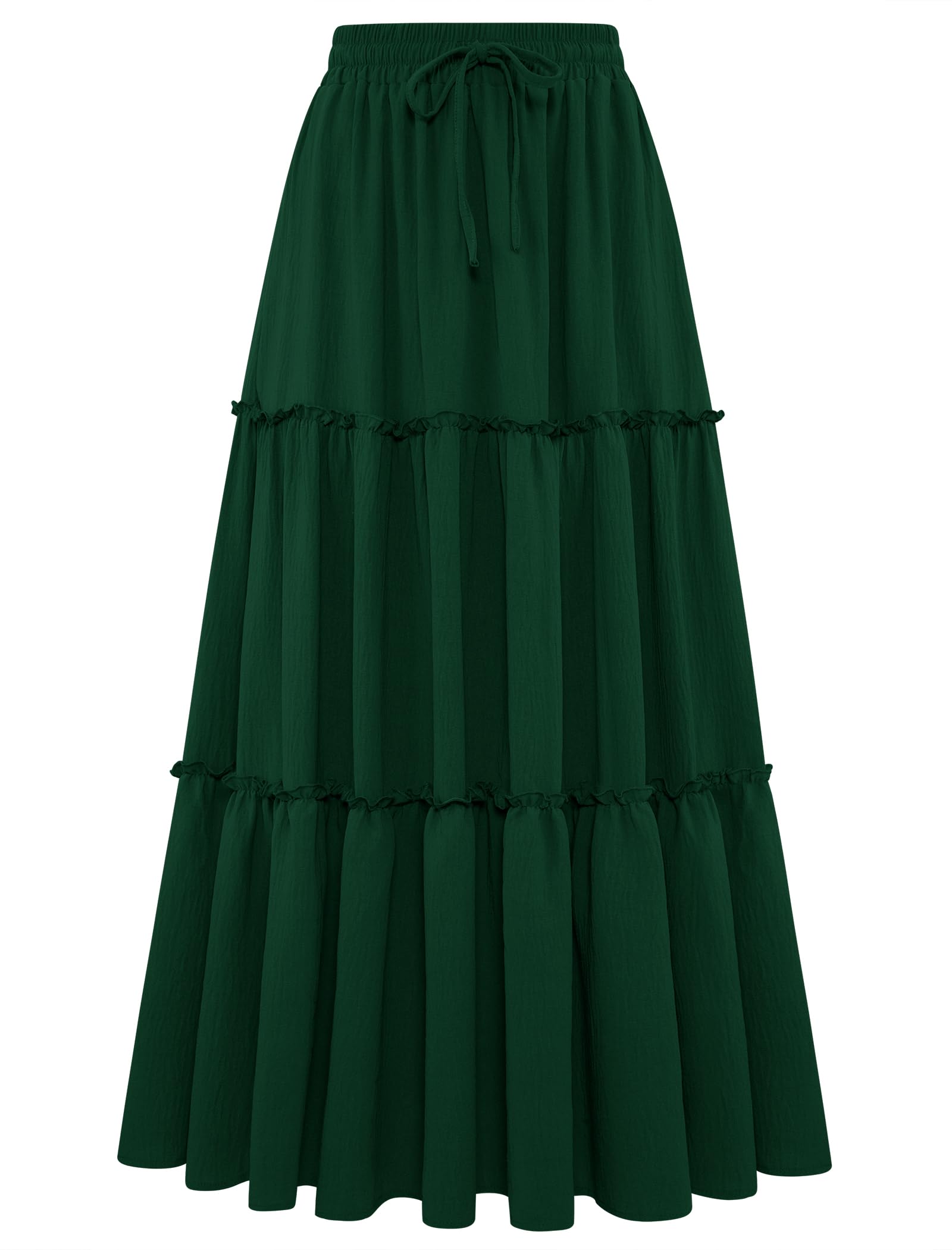 Arolina Women's Summer Maxi Skirt Trendy High Waist Pleated Ruffle Long Skirts Flowy Beach Boho Skirt Dress with Pockets