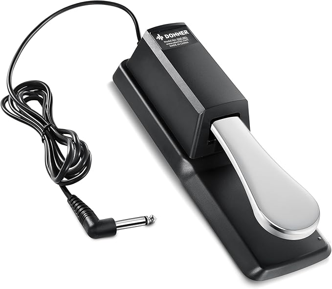 Donner DSP-001 Sustain Pedal for Keyboard, Universal Piano Pedal with Polarity Switch for Digital Piano/Piano Keyboard/MIDI KeyboardSynthesizer, 1/4'' (6.35mm) Input Plug, 63'' (1.6m) Cable