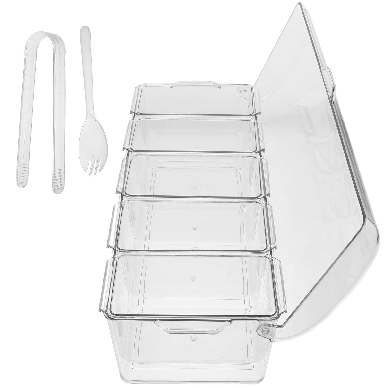 TOYANDONA Boîte Alimentaire Hermétique en Acrylique avec 5 Compartiments, Couvercles et Accessoires, pour L'organisation des Aliments la Maison Pique-niques