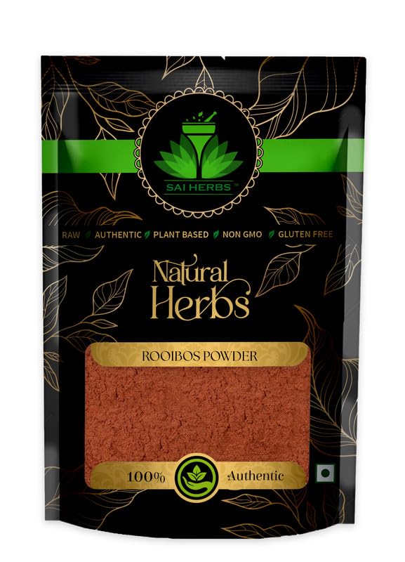 SAI HERBS Rooibos Powder - Rooibos Herbal Tea - Caffeine Free - Rich in Antioxidants - For Healthy Sleep - Boosts Immunity - Relieves Stress - Pure & Natural (500 Grams)