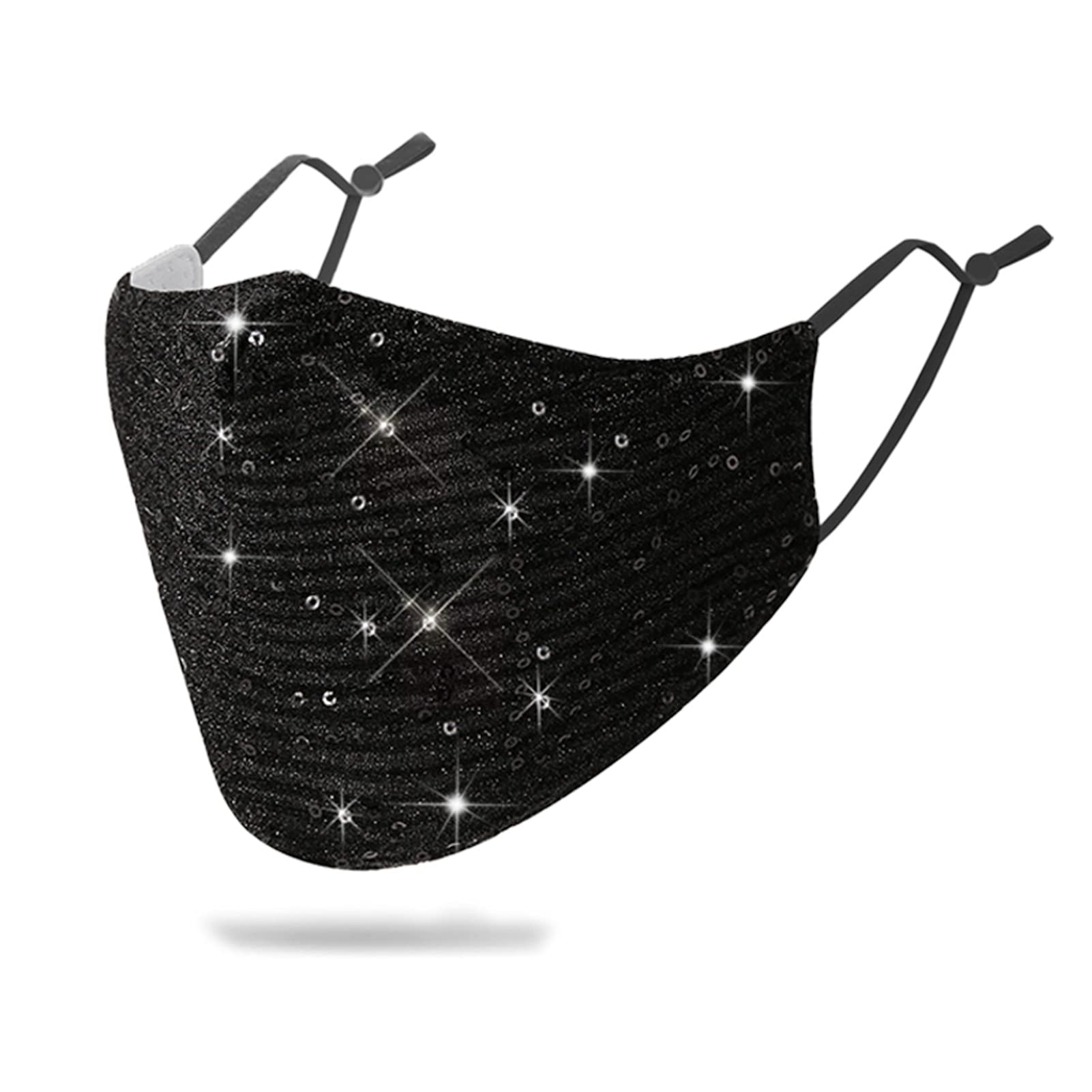 MLGDASparkly Sequin Face Cover Glitter Cotton Sequins Masc Masquerade Face Covering