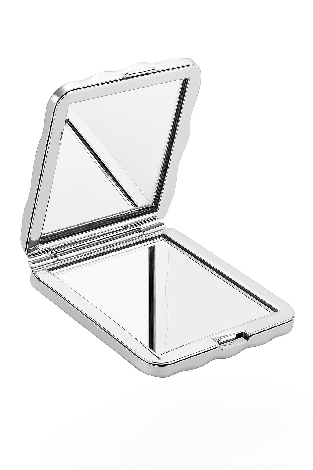 URBAN BOX Portable Compact Mirror with Dual Mirrors, Wavy Textured Cover, Silver - Folding Mirror Brush Hair Portable and- Hand Mirror Makeup Mirrors Mini Mirrors Female Man Girl Pocket-image-35