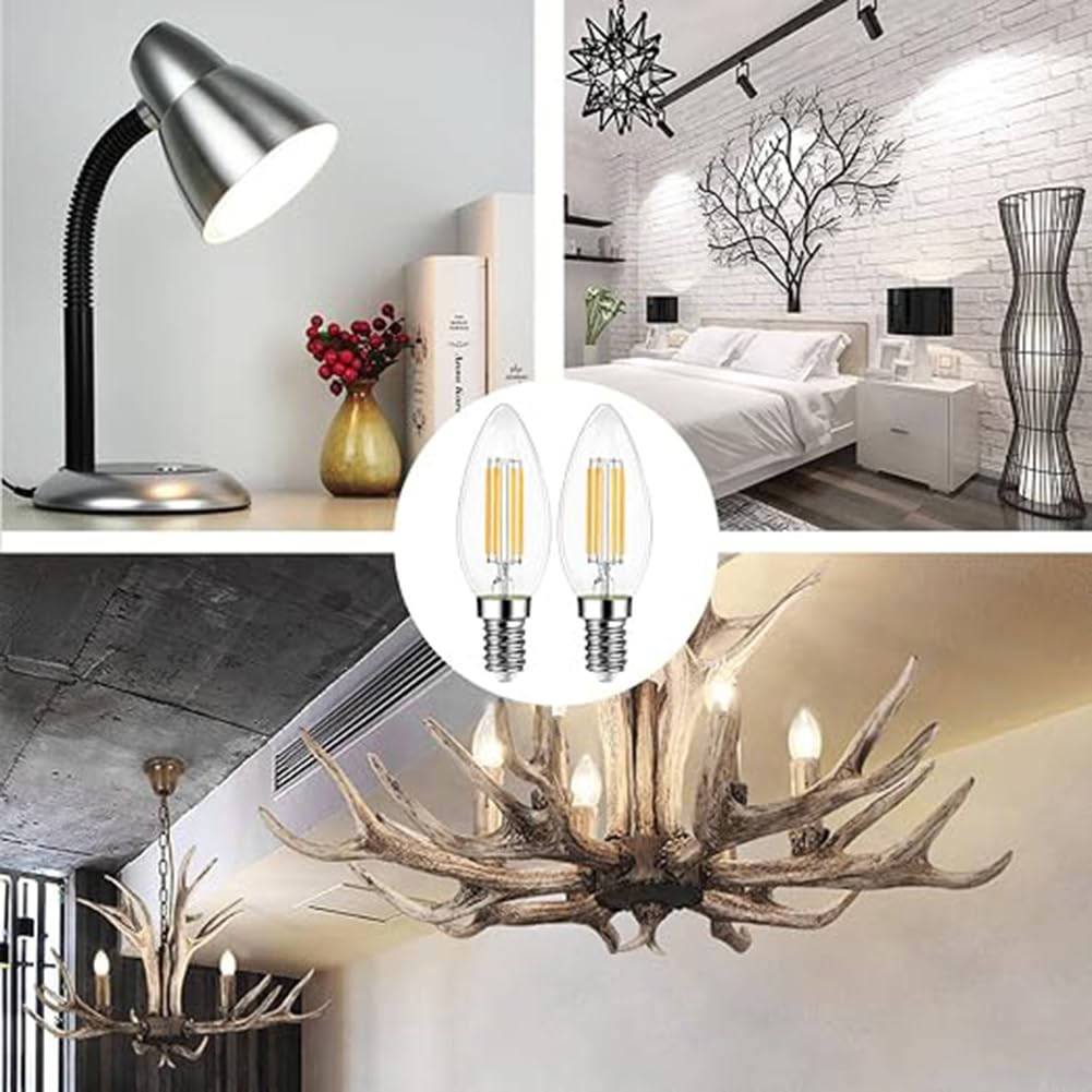 Generico Lampadine a Candela LED E14 a filamento 6W, 750LM equivalenti a 57W