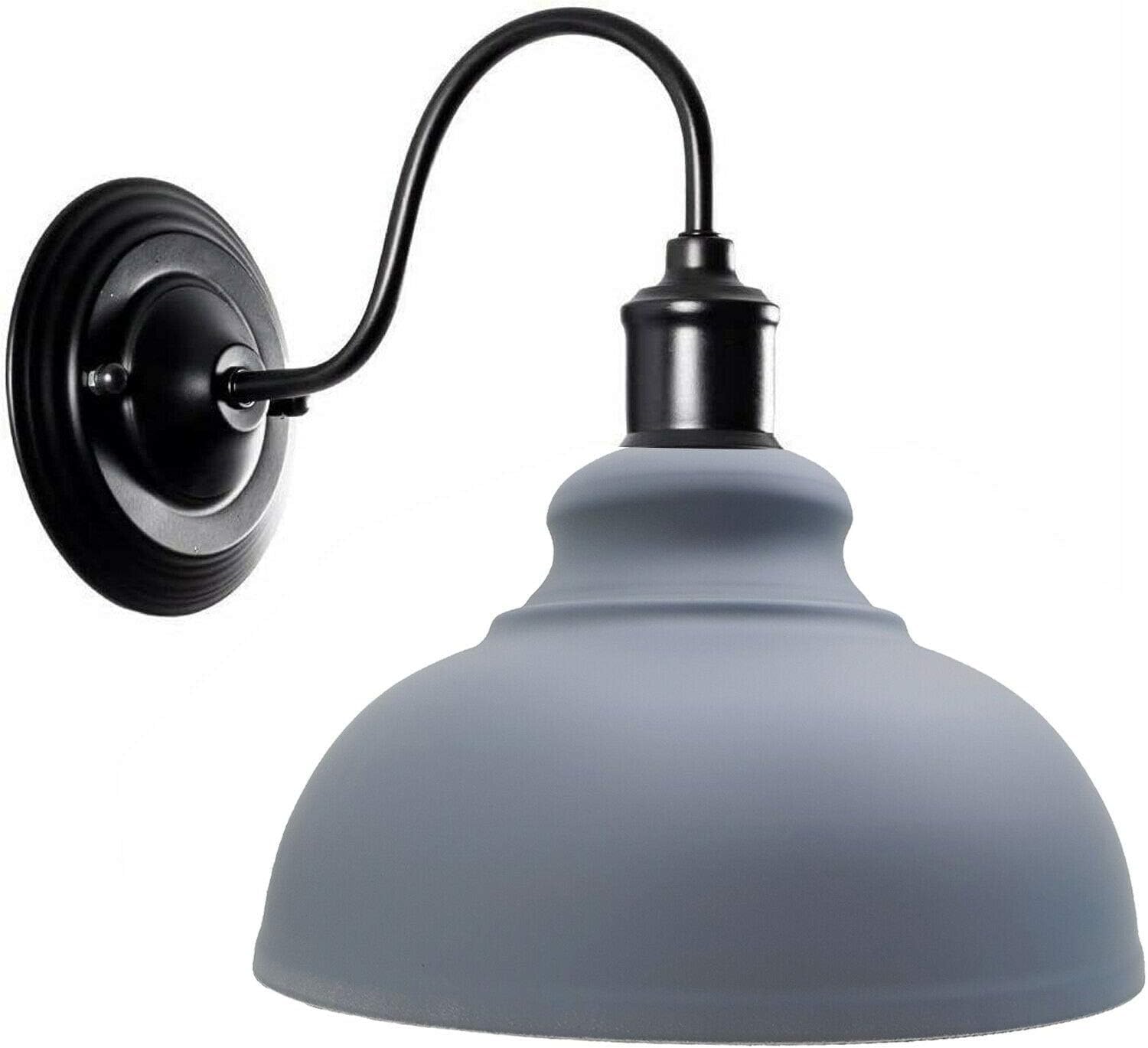 DC VOLTAGE Industrial Vintage Swan Neck Wall Sconce 29cm Metal Grey Curvy Shade, Rustic LED E27 Base Wall Mounted Light Fixture for Living Room Bedroom Restaurant Cafe
