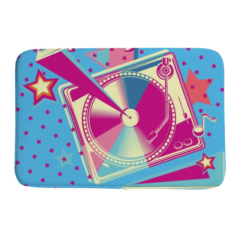 Tapis de bain absorbant et antidérapant Ruchen motif CD bleu